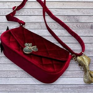 NWT Disney Minnie Mouse Quilted Red Velvet Crossbody Bag